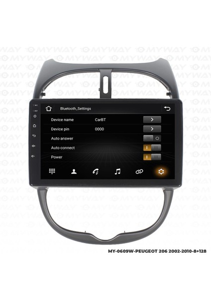 Peugeot 206 Android 12 Multimedya Carplay 4gb RAM+64GB HDD Navigasyon Ekran