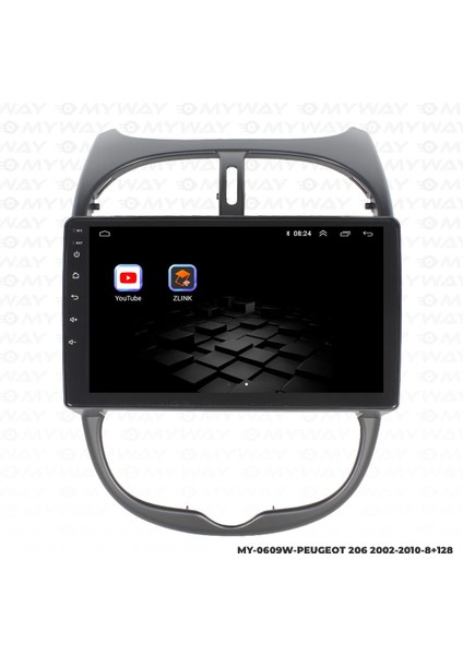 Peugeot 206 Android 12 Multimedya Carplay 4gb RAM+64GB HDD Navigasyon Ekran