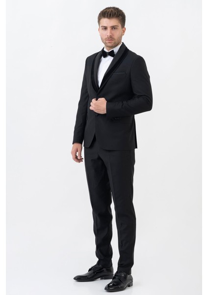 Meksiko D112 Şal Yaka Slim Fit Damatlık Takım Elbise Siyah fiyatları