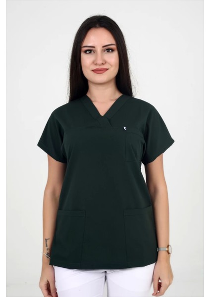 Kadın Likralı Yarasakol Acı Yeşil Renk Scrubs Teküst fiyatları