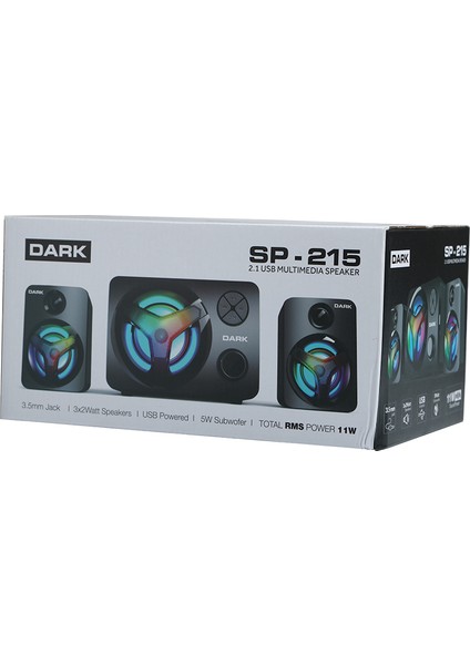 SP-215 Total 11W Rms 2+1 Multimedya Işıklı Speaker (DK-AC-SP215)