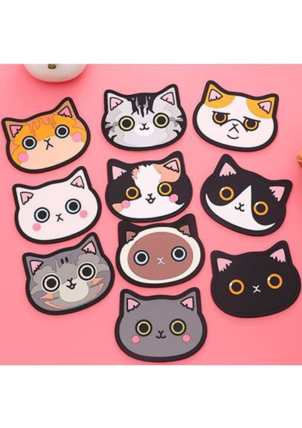 2pcs Kedi Biçimli Coaster Pad Mug Holder Mat Coffee Drink Table Places Heat-Resistant Cup Coasters (Yurt Dışından)