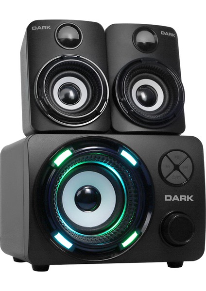 SP-214 Total 11W Rms 7 Farklı Renk Titreşimli LED 2+1 Multimedya Speaker (DK-AC-SP214)