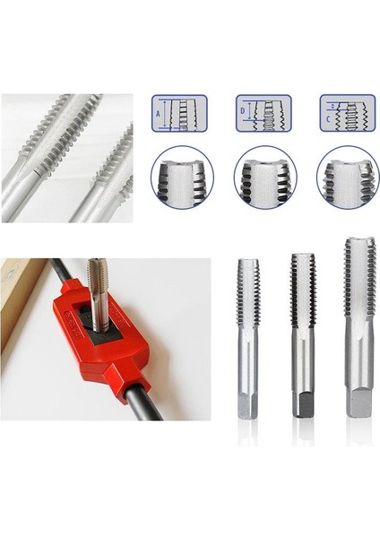 M8 Takım Kılavuzu Hss DIN352 3'lü El Kılavuzu Diş Açma