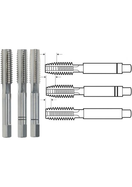 M8 Takım Kılavuzu Hss DIN352 3'lü El Kılavuzu Diş Açma fiyatları