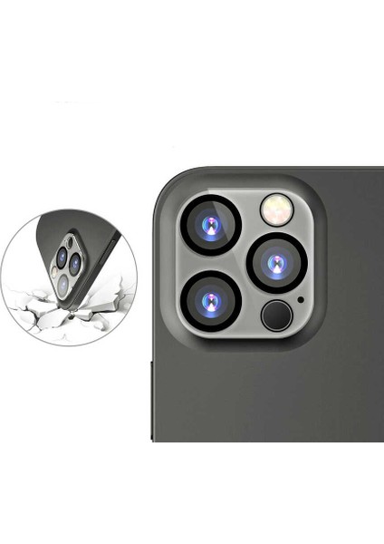 Apple iPhone 13 Pro Max Kamera Lens Koruyucu Siyah Çerçeveli Kolay Takma Aparatlı (Cl-05)