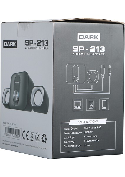 SP-213 Total 11W Rms 2+1 Multimedya Speaker (DK-AC-SP213)