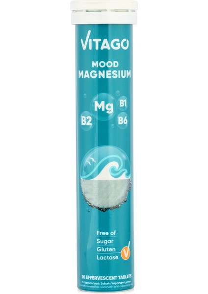 20li Mood Magnezyum , Vitamin B1, Vitamin B2 ve Vitamin B6 İçeren Efervesan Tablet Takviye Edici Gıda