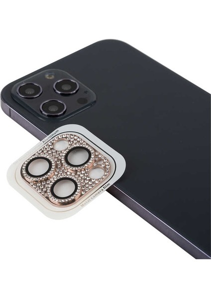 Apple iPhone 11 Pro Max Kamera Lens Koruyucu Parıldayan Taşlı ve Renkli Tasarım Kolay Takma Aparatlı (Cl-08)