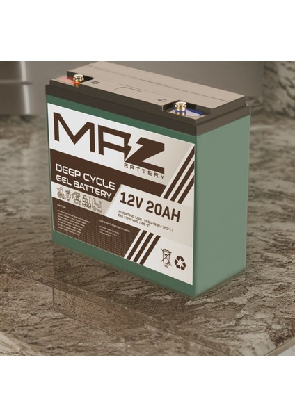 Maz Akü 12 Volt 20 Amper (Ah) Deep Cycle Jel Akü (Yeni Üretim)