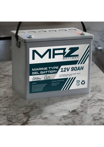 Maz Akü 12 Volt 90 Amper (Ah) Marine Jel VRLA Akü (Yeni Üretim)