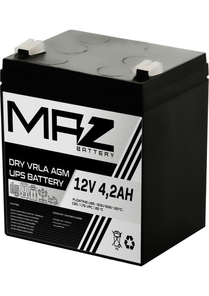 12 Volt 4.2 Amper (Ah) Kuru Agm Vrla Akü (Yeni Üretim)