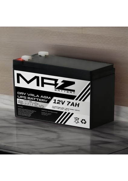 Maz Akü 12 Volt 7 Amper (Ah) Kuru Agm Vrla Akü (Yeni Üretim)