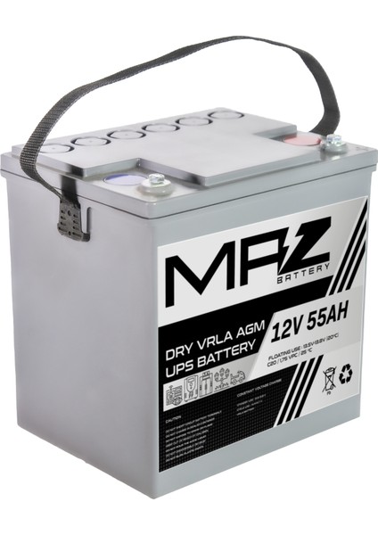12 Volt 55 Amper (Ah) Kuru Agm Vrla Akü (Yeni Üretim)