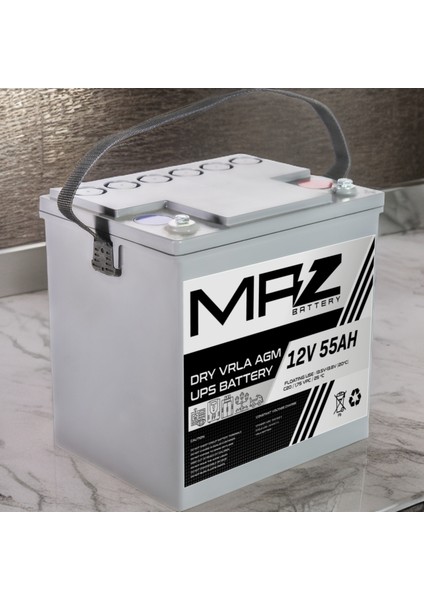 12 Volt 55 Amper (Ah) Kuru Agm Vrla Akü (Yeni Üretim)