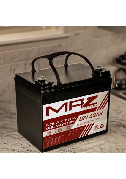 12 Volt 33 Amper (Ah) Solar Jel VRLA Akü (Yeni Üretim)