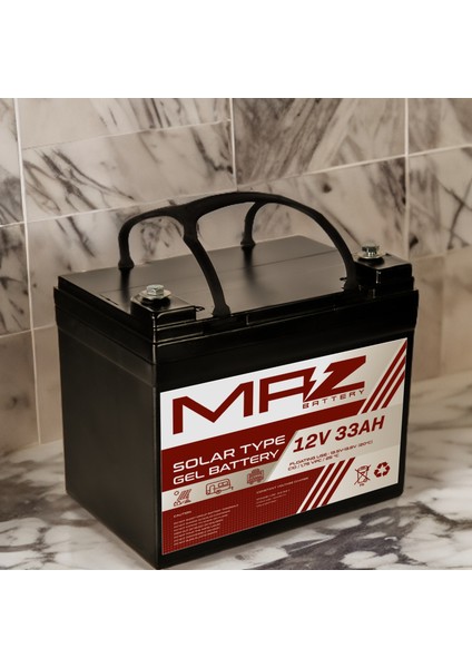 12 Volt 33 Amper (Ah) Solar Jel VRLA Akü (Yeni Üretim)