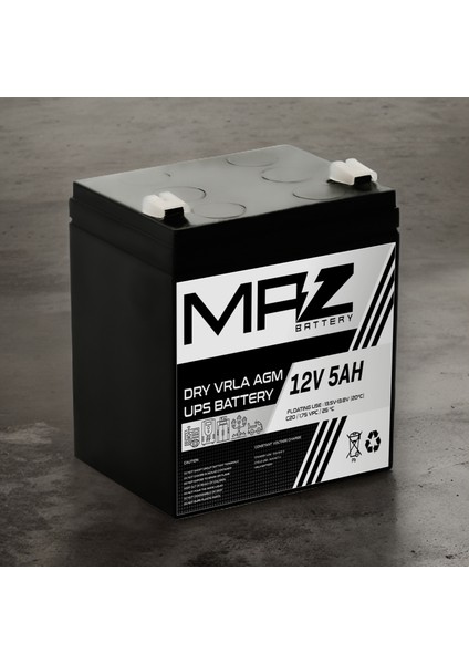 Maz Akü 12 Volt 5 Amper (Ah) Kuru Agm Vrla Akü (Yeni Üretim)