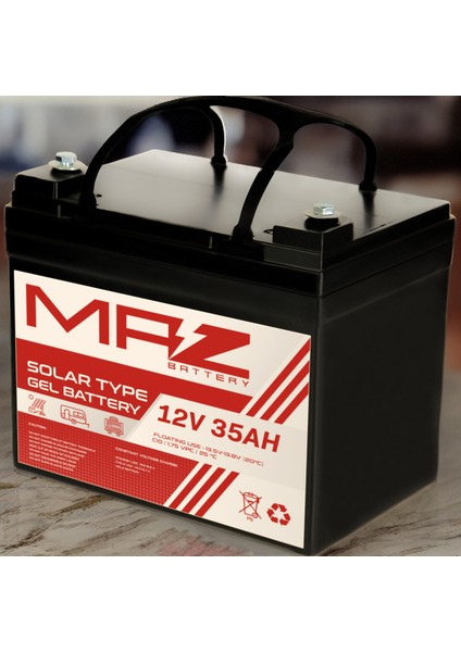 12 Volt 35 Amper (Ah) Solar Jel VRLA Akü (Yeni Üretim)