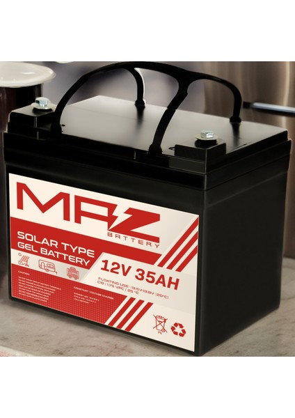 12 Volt 35 Amper (Ah) Solar Jel VRLA Akü (Yeni Üretim)