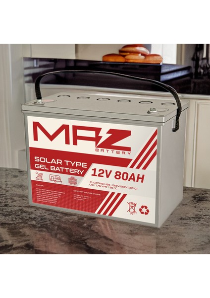 12 Volt 80 Amper (Ah) Solar Jel VRLA Akü (Yeni Üretim)