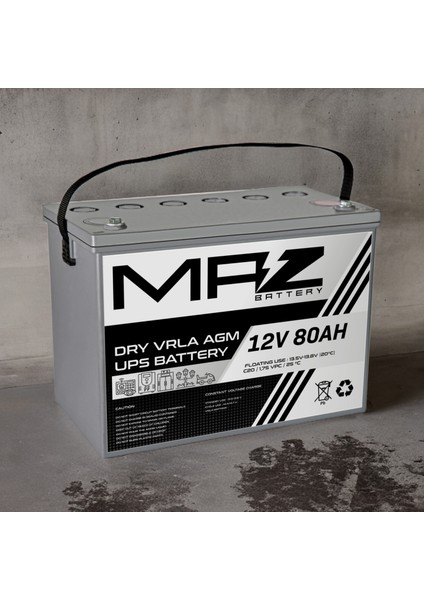 Maz Akü 12 Volt 80 Amper (Ah) Kuru Agm Vrla Akü (Yeni Üretim)