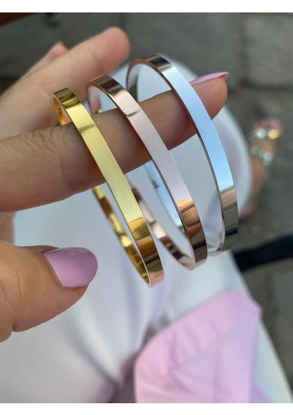 Kadın 925 Ayar Gümüş Gold Düz Bilezik fiyatları