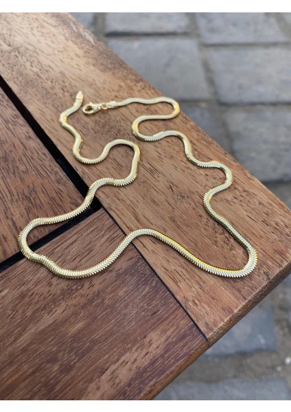 Kadın Gümüş Gold Ince Ithal Yassı Zincir