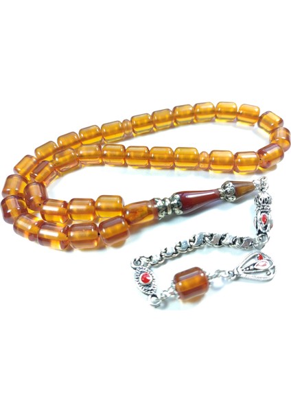 Alman Gümüş Püskül Kombinli Gümüş Nakkaş Imame Sıkma Kehribar NO:2920