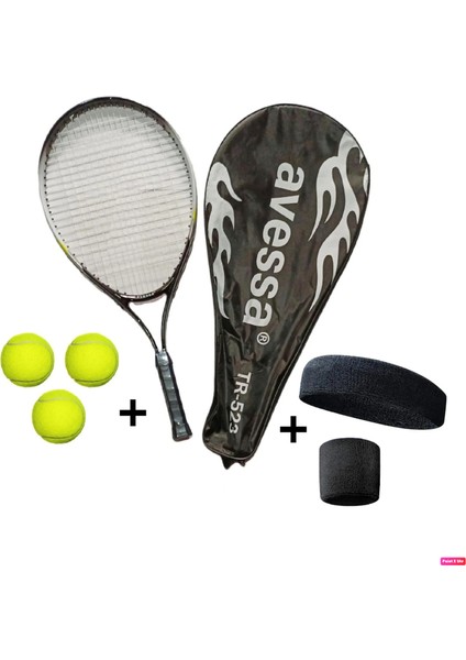 4'lü Tenisçi Seti TR-523  23 Inç 200 gr + 3 Adet Tenis Topu + Havlu Kafa Bandı ve Bileklik