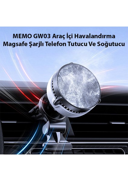 Memo GW03 Araç Içi Havalandırma Magsafe Şarjlı Telefon Tutucu ve Soğutucu