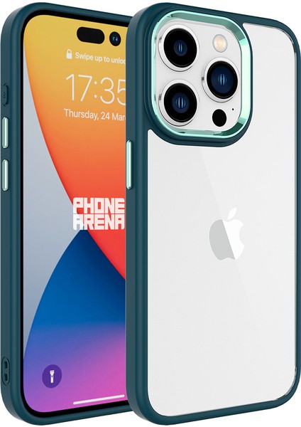 Apple iPhone 15 Pro Max Kılıf Krom Kamera Çıkıntılı Nikelaj Hassas Tuşlu Arkası Cam Koyu Yeşil