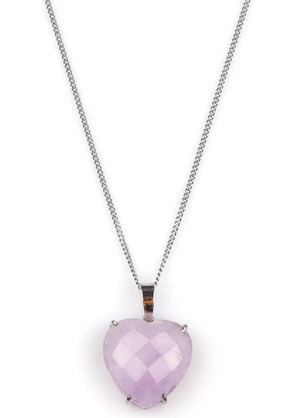 Ametist Doğal Taş Gümüş Renkli Kolye