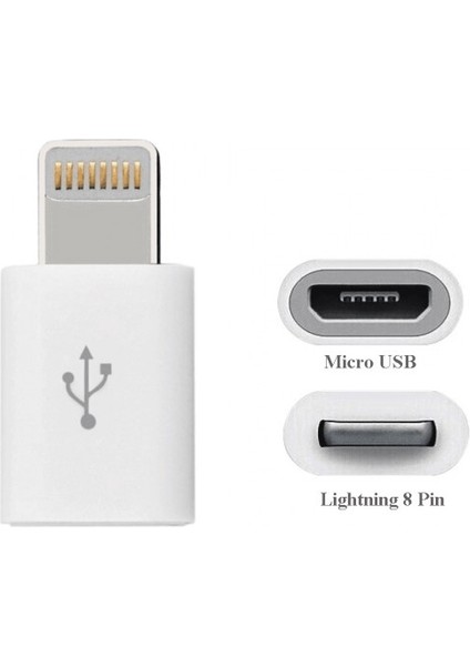 Mavi Ay Bilişim For iPhone Lightning 8 Pin Için Micro USB Dönüştürücü Data/şarj Adaptörü