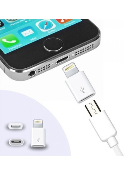 Mavi Ay Bilişim For iPhone Lightning 8 Pin Için Micro USB Dönüştürücü Data/şarj Adaptörü