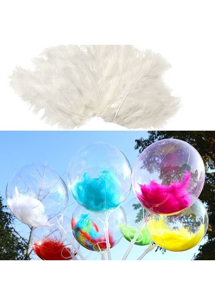 Beyaz Renk Dekorasyon ve Balon Içi Süsleme Tüyü 100 Lü 1 Paket