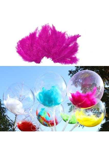 Fuşya Renk Dekorasyon ve Balon Içi Süsleme Tüyü 100 Lü 1 Paket