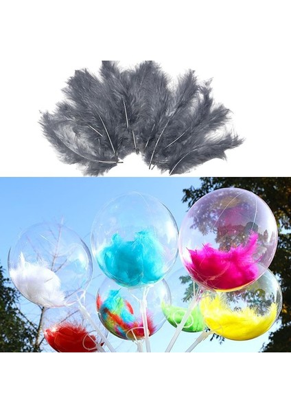 Gümüş Renk Dekorasyon ve Balon Içi Süsleme Tüyü 100 Lü 1 Paket