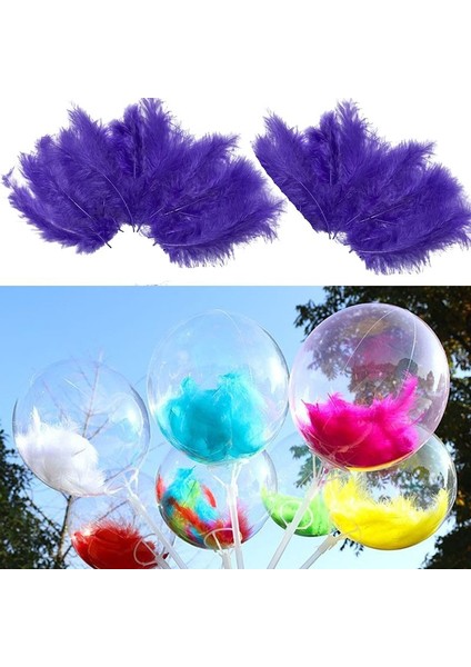 Mor Renk Dekorasyon ve Balon Içi Süsleme Tüyü 100 Lü 1 Paket Hallow