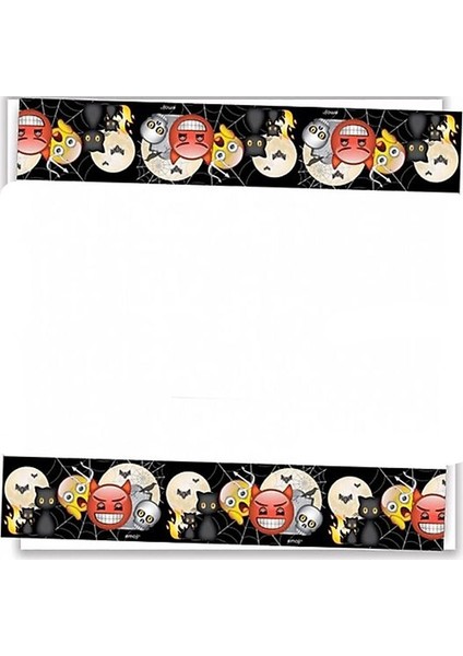 Halloween Temalı Emoji Korku Partisi 120X180 cm Plastik Masa Örtüsü 1 Adet