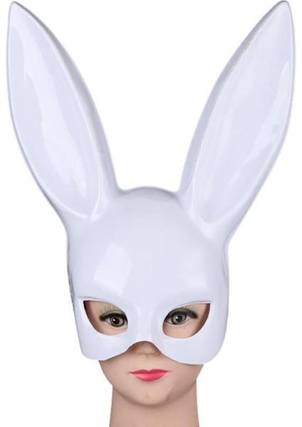 Mega Plastik Tavşan Maskesi Yetişkin Çocuk Uyumlu 1 Adet Beyaz Renk Halloweenbrideretro fırsatları