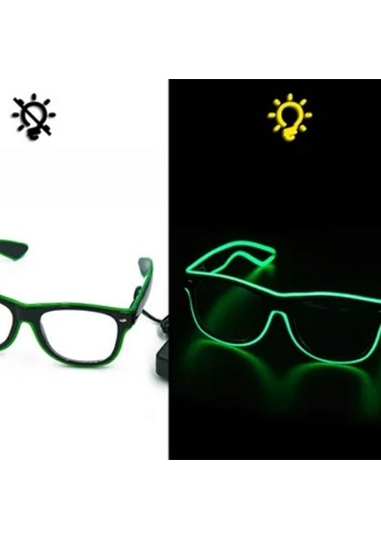 105 cm Kablo Kumandalı Neon Çepeçevre LED Işıklı Parti Gözlüğü Yeşil Renk 1 Adet Hawaretrohallow modelleri