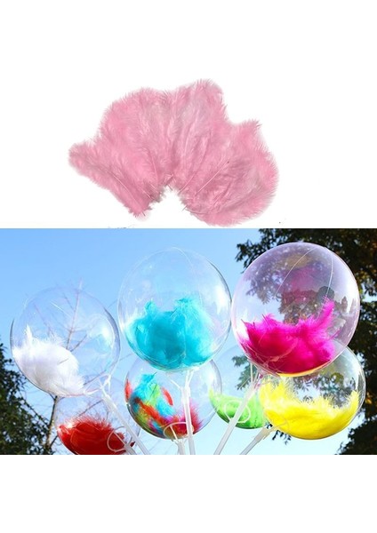 Pembe Renk Dekorasyon ve Balon Içi Süsleme Tüyü 100 Lü 1 Paket