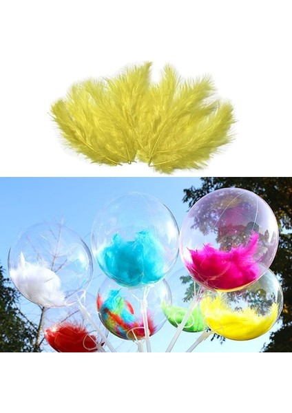 Sarı Renk Dekorasyon ve Balon Içi Süsleme Tüyü 100 Lü 1 Paket