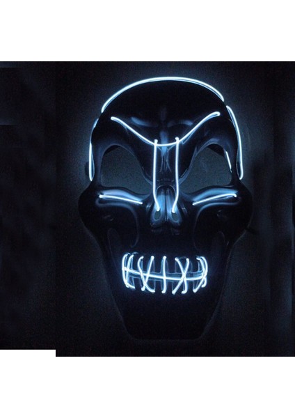 Ağız Göz Neon LED Işıklı Maskesi Beyaz Renk Işıklı 1 Adet Hawaretrohallow modelleri