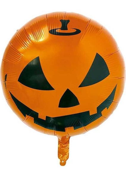 Halloween Temalı Gülen Balkabağı Resimli 45X45 cm Folyo Balon 5 Adet