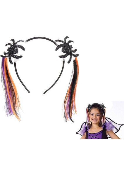 Halloween Saçlı Örümcek Tacı Yetişkin Çocuk Uyumlu 1 Adet 14 x 11 cm