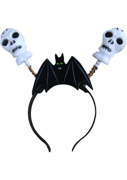 Halloween Plastik Işıklı Kurukafa Tacı Yetişkin Çocuk Uyumlu Beyaz Renk 1 Adet modelleri