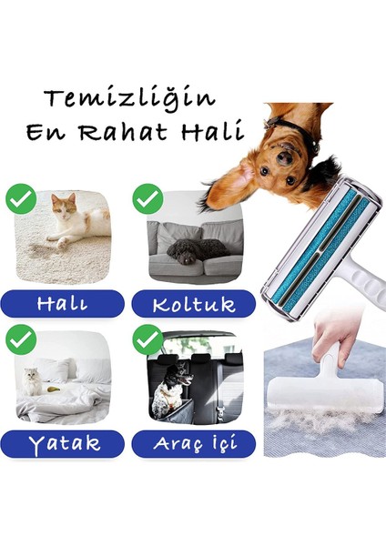 Yeni Nesil Pratik Gırgır Kedi Köpek Evcil Hayvan Tüy Toplayıcı Hazneli Tüy Kıl Toz Temizleyici Hızlı Temizlik