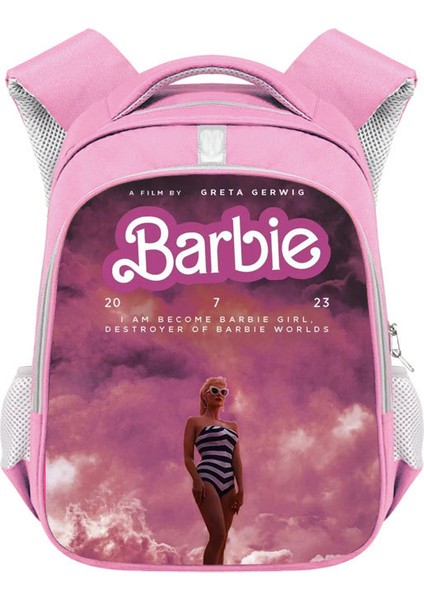 Barbie Kız Okul Çantası Barbie Polyester Yansıtıcı Şerit Sırt Çantası Büyük Kapasiteli Öğrenci Sırt Çantası (Yurt Dışından)